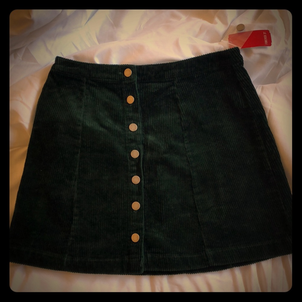Emerald Courduroy Skirt- Forever 21